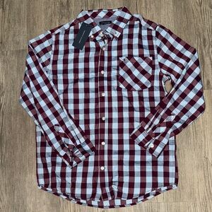 Tommy Hilfiger Kids Burgundy and White Checkered Shirt